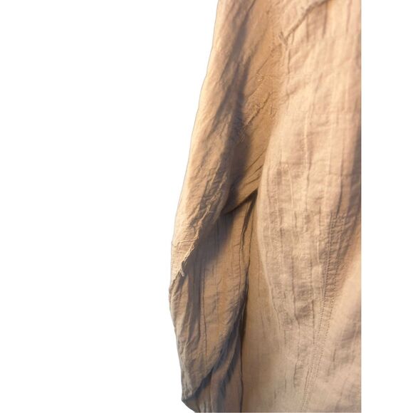 threads Saks Fifth Avenue Tan Crinkle Button-Front Shirt Dress – Size L - Picture 8 of 16